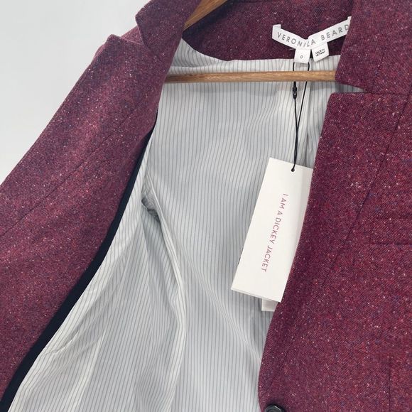 New Veronica Beard I Am Dickey Jacket Blazer Berry Red Pink Size 0 Wool Blend - Picture 6 of 15